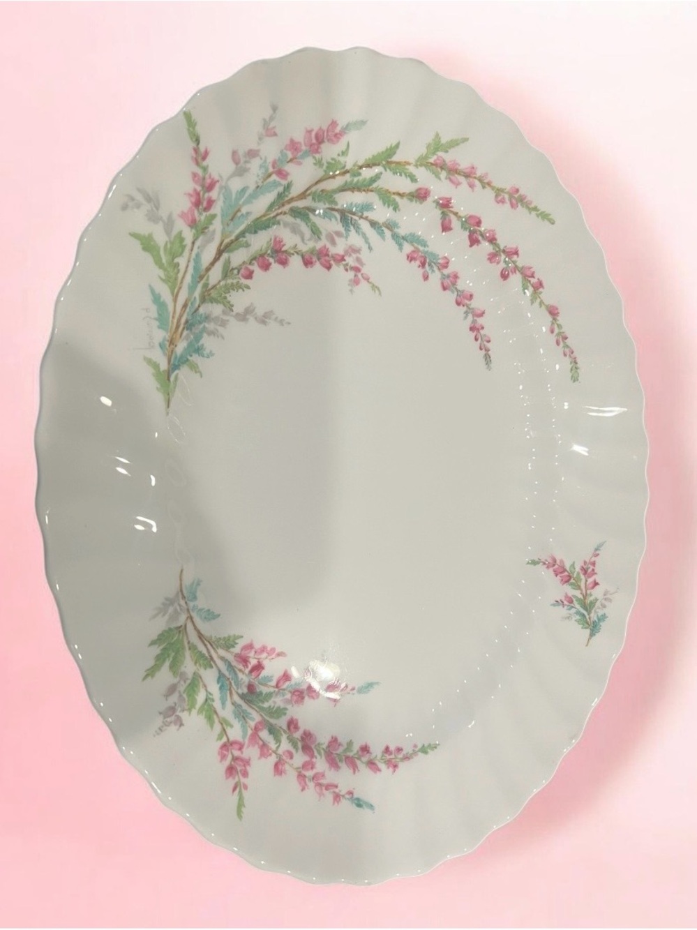 mid-20th-century Royal Doulton Bell Heather porcelain serving platter.